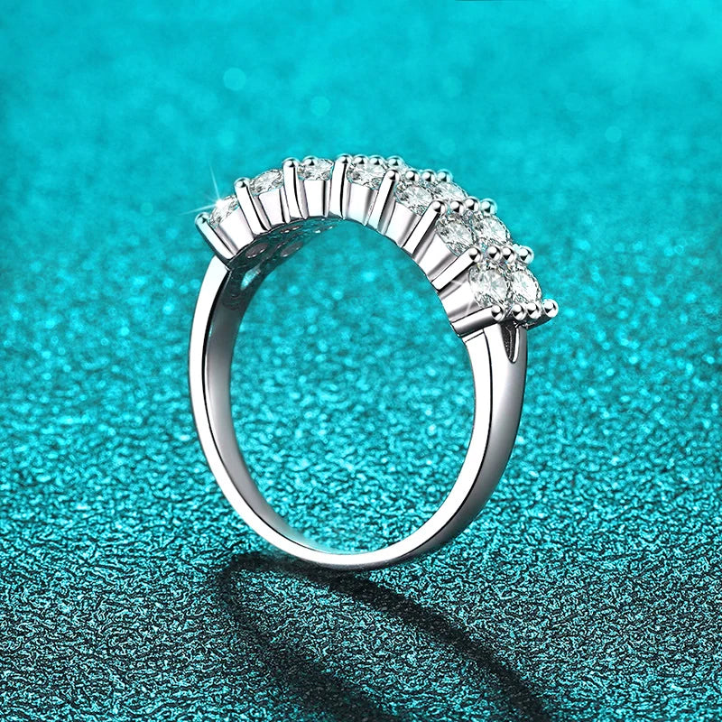 Smyoue 1.4CT 0.7CT 3mm Moissanite Ring for Women Half Enternity Diamond Band S925 Sterling Silver Plated White Gold Ring GRA