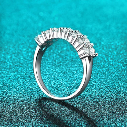 Smyoue 1.4CT 0.7CT 3mm Moissanite Ring for Women Half Enternity Diamond Band S925 Sterling Silver Plated White Gold Ring GRA