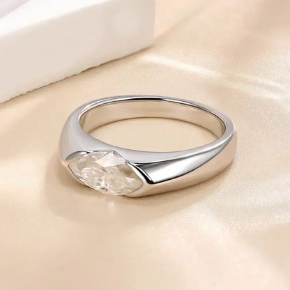 5*10mm Marquise Cut Moissanie Rings for Men/Women 925 Sterling Silver Wedding Band Lab Diamond Couple Promise Rings Jewelry GRA