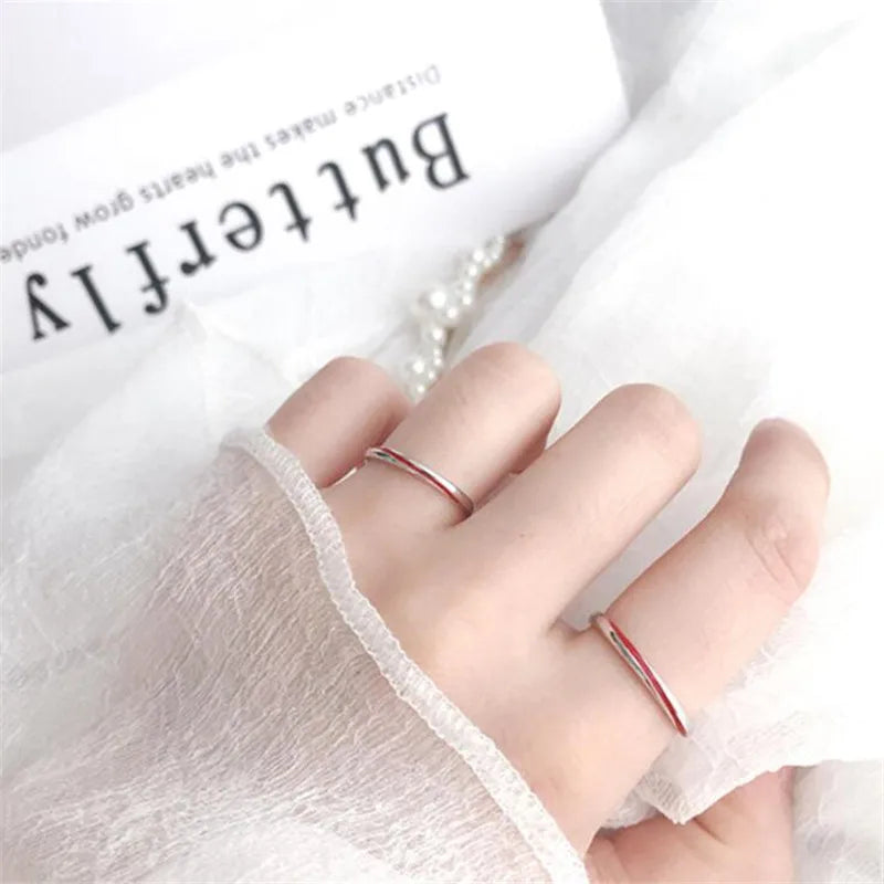 New Fashion Original Epoxy Red Line 925 Sterling Silver Jewelry Popular Simple Personality Opening Couple Rings R160