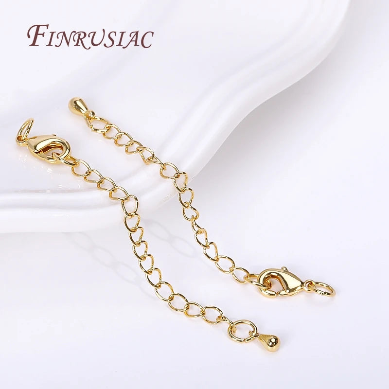 Rhodium/ 18K Real Gold Plated Brass 66mm Extension Tail Chain DIY Jewelry Making Findings 10/12mm Lobster Clasps Extension Chain