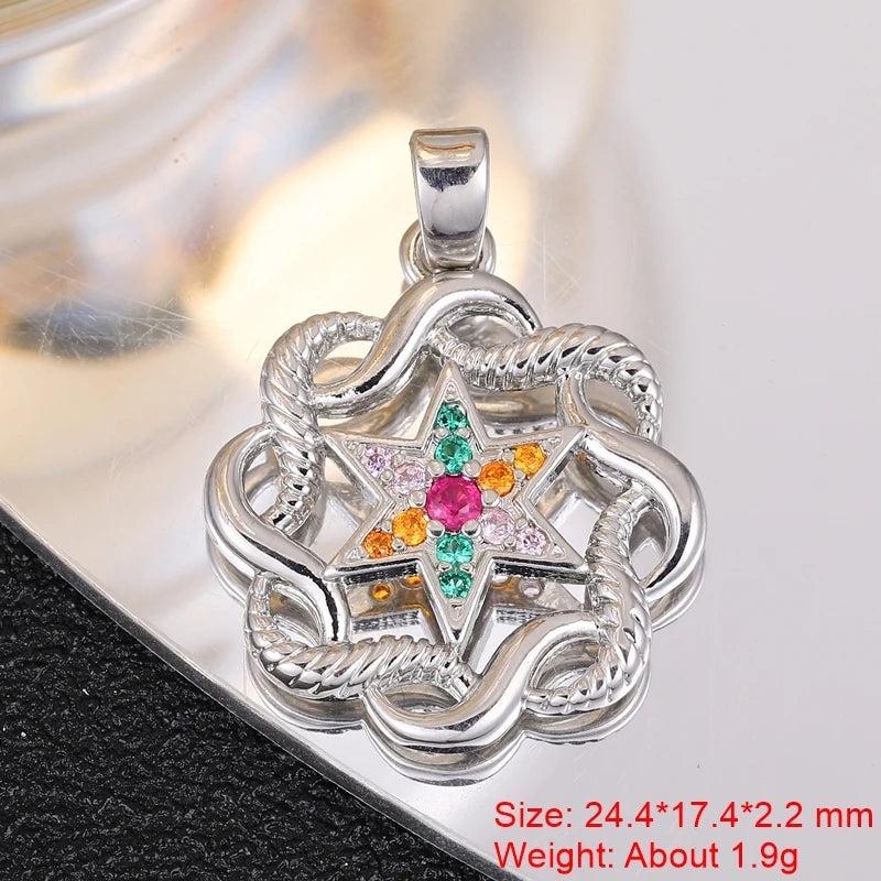 Juya 18K Real Gold Plated Star Of David Palm Tree Bird Flower Love Heart Evil Eye Charms For DIY Fashion Pendant Jewelry Making