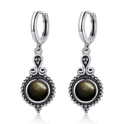 925 Sterling Silver Natural Kyanite Drop Earrings for Women Wedding Gifts Jewelry Vintage Hoop Earrings