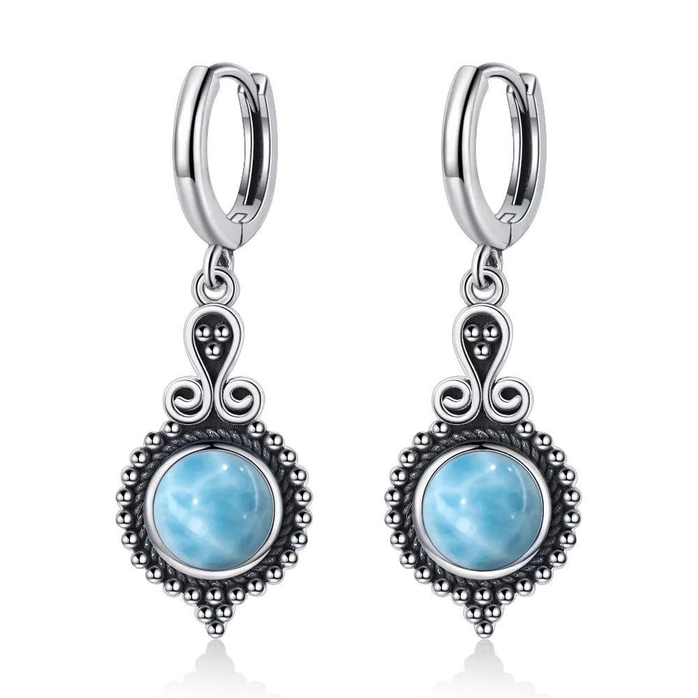 925 Sterling Silver Natural Kyanite Drop Earrings for Women Wedding Gifts Jewelry Vintage Hoop Earrings