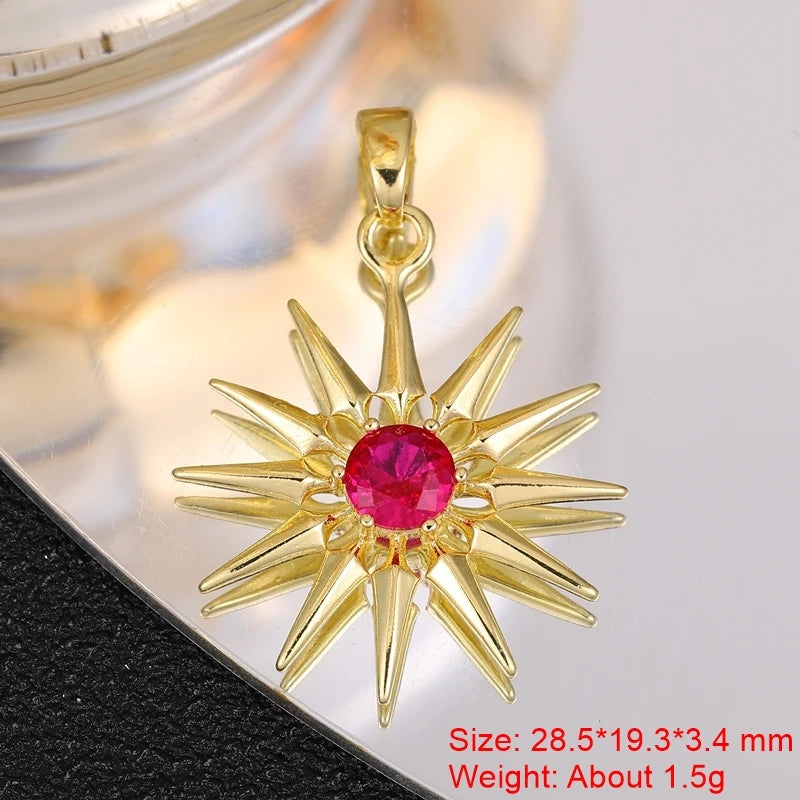 Juya 18K Real Gold Plated Star Of David Palm Tree Bird Flower Love Heart Evil Eye Charms For DIY Fashion Pendant Jewelry Making