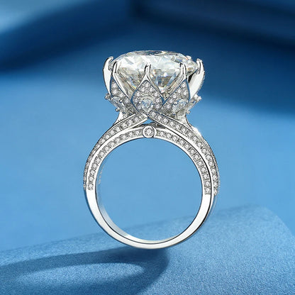 Houtros 10CT D VVSI Luxury Moissanite Ring 925 Sterling Silver Plate18K White Gold Wedding Ultra Flash Gemstone Band Jewelry GRA