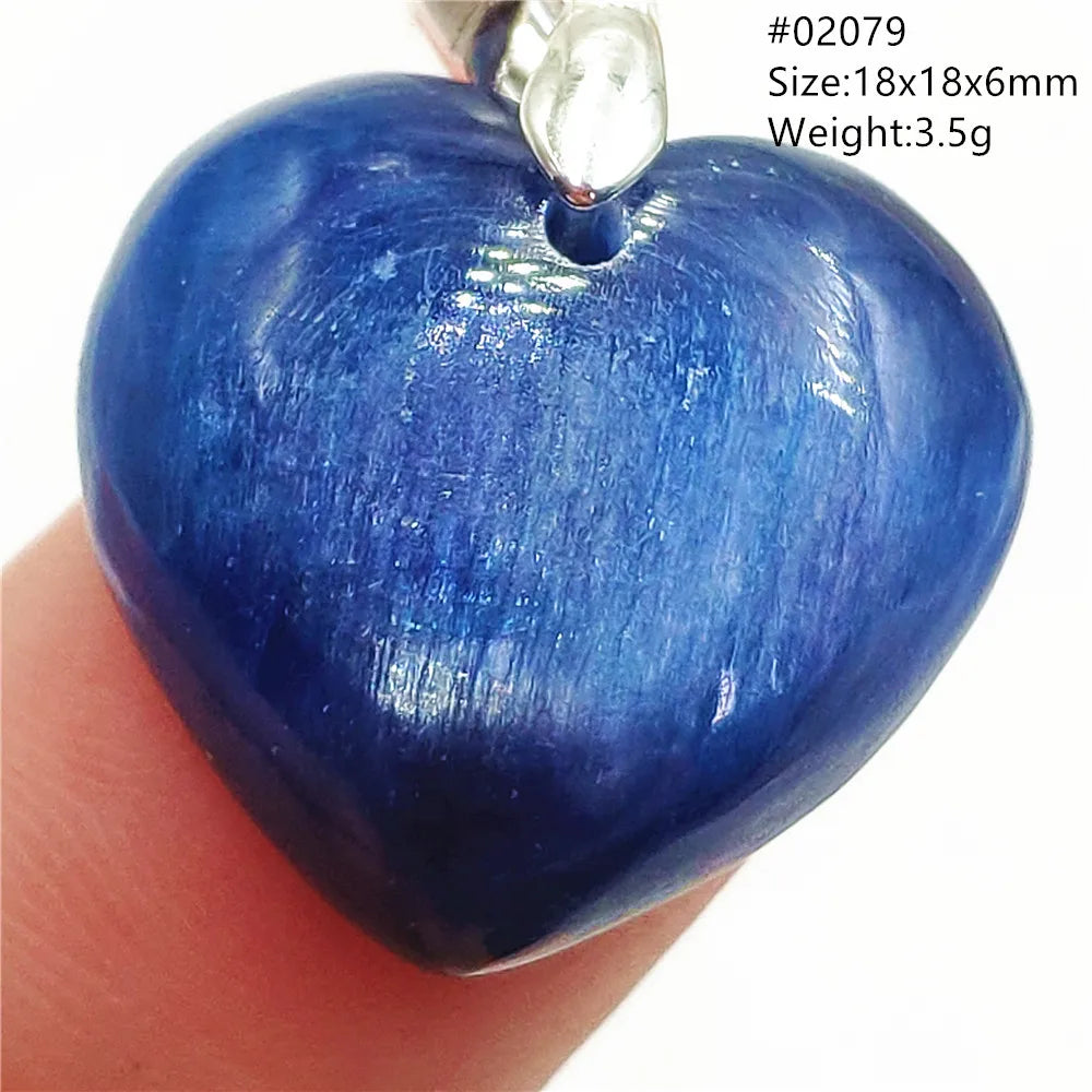 Natural Blue Kyanite Heart Love Pendant Jewelry Women Men Kyanite Necklace Cat Eye Beads Best Gift Fashion AAAAA