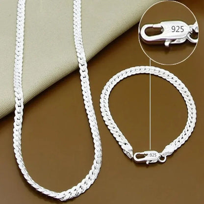 925 sterling silver 18K gold Christmas gifts Flat snake 5MM chain necklace bracelets fashion For man women jewelry wedding