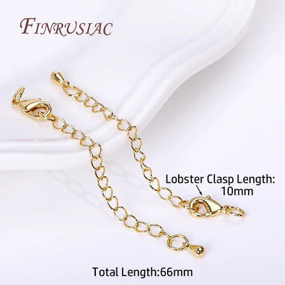 Rhodium/ 18K Real Gold Plated Brass 66mm Extension Tail Chain DIY Jewelry Making Findings 10/12mm Lobster Clasps Extension Chain