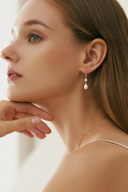 Orecchini Perle Donna Naturali D'acqua Orecchino Argento 925 Perla Bianche Orecchini Pendenti Donna Oro Dorati