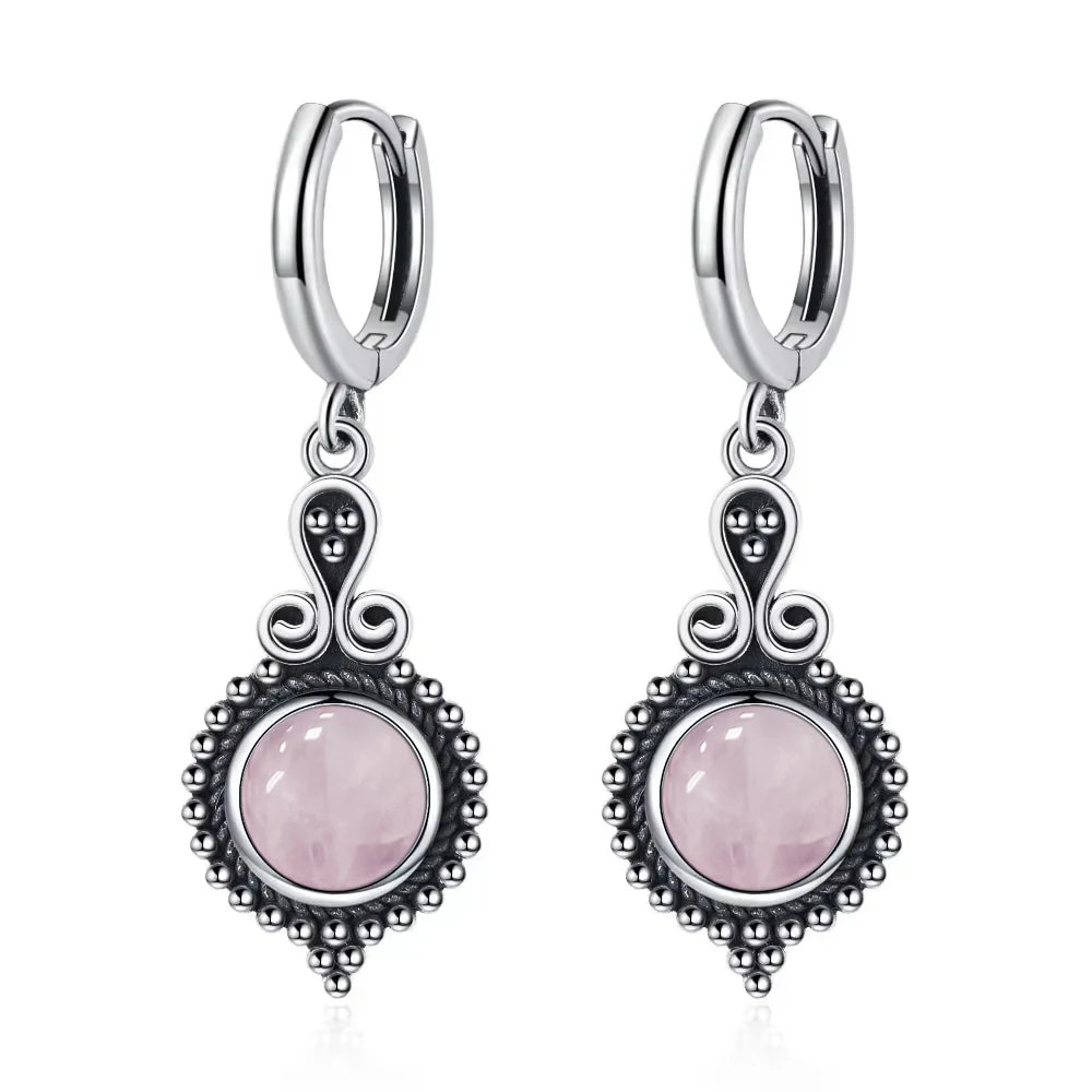 925 Sterling Silver Natural Kyanite Drop Earrings for Women Wedding Gifts Jewelry Vintage Hoop Earrings