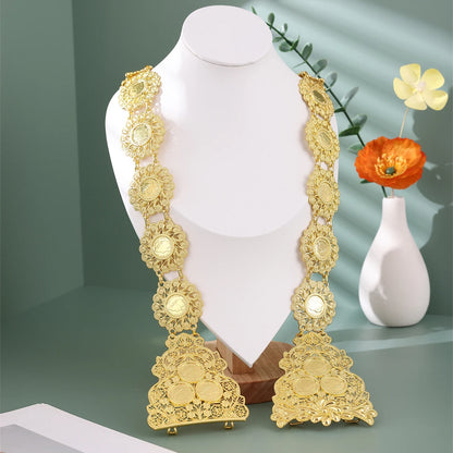 Algeria Bridal Waist Chain Gold Plated hollow Flower Link Chains for Women Luxury Arabic Wedding Jewelry Belts Body Jewelery