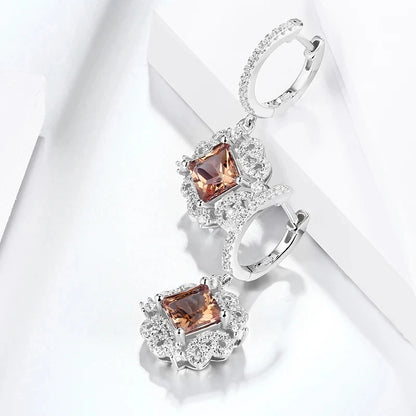 ATTAGEMS Zultanite Sterling Silver Drop Earrings for Women Fine Jewelry 2.6 Carats Created Diaspore 925 Earrings Mother's Gift