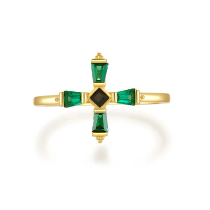 ANDYWEN 925 Sterling Silver Black Cross Luxury Ring Jewelry Fine Jewelry 2021 Wedding Jewels Slim Size Crystal Green Anillo Fino