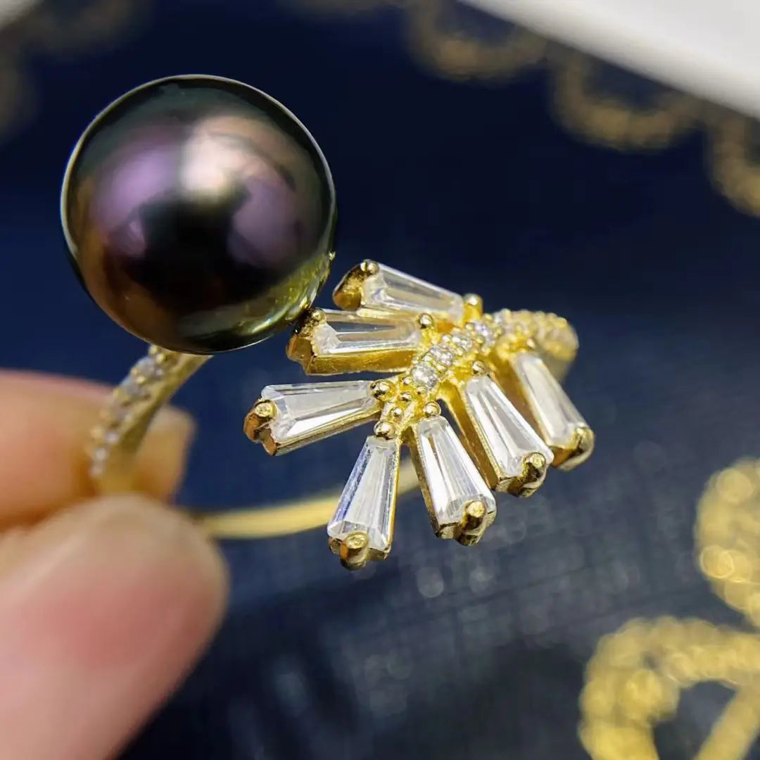 Wholesale S925 Sterling Silver Adjustable Ring Mount Settings Findings Mountings Accessory Parts for 8-9mm Pearls 5pcs/lot