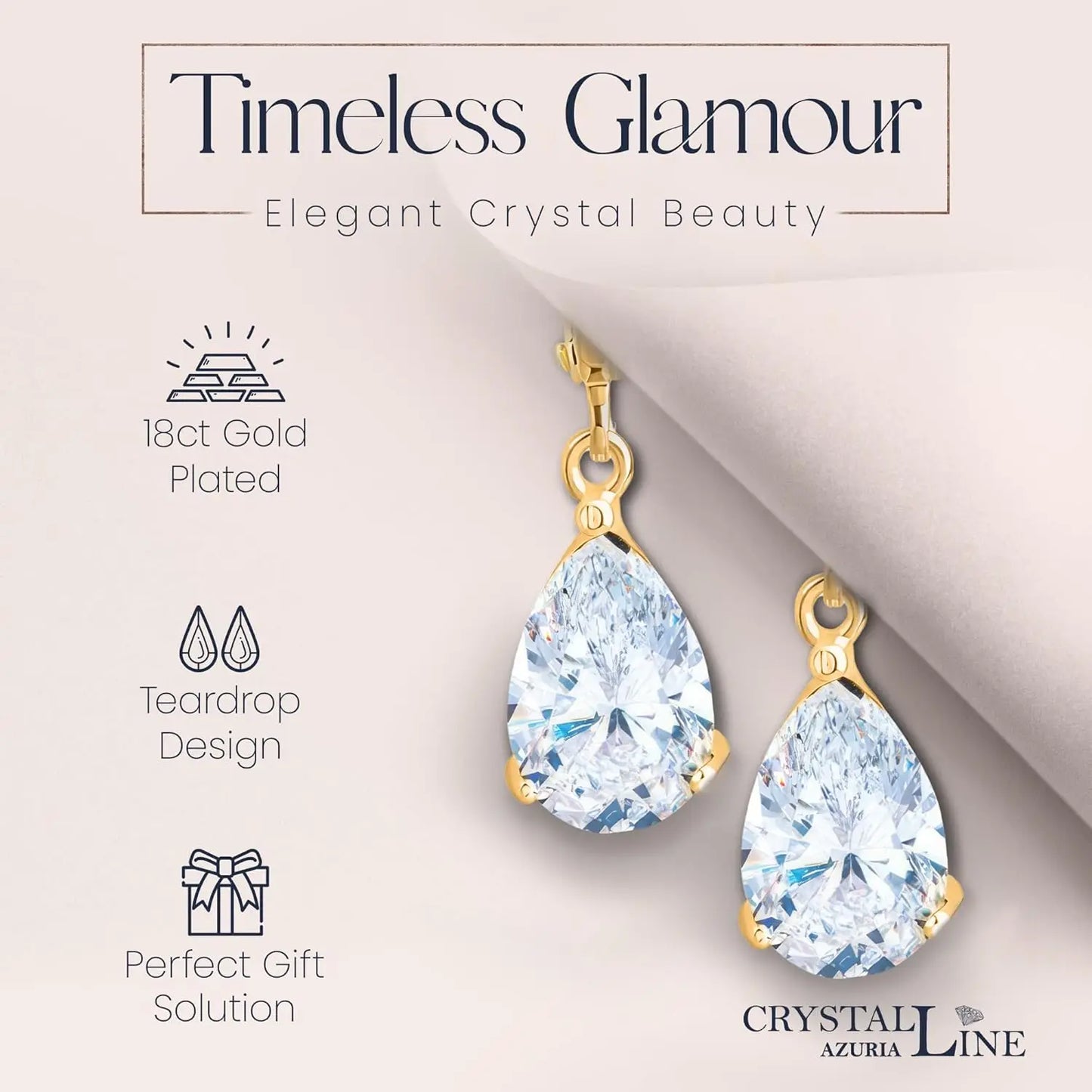 Teardrop Dangle Earrings for Women, 18ct Gold Plated Jewelry for Women and Girls in Jewelry Box