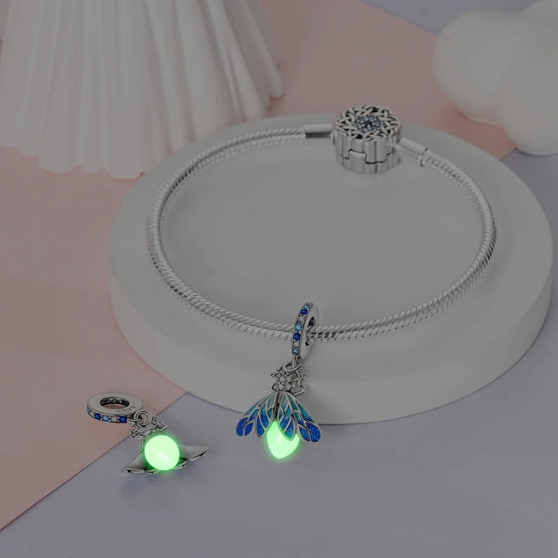 Glow-in-the-dark Fireflies Dangle Charm Bead Fits 3mm Bracelet Bangle Necklace For Women Pendant Luxury DIY Jewelry Making Gifts
