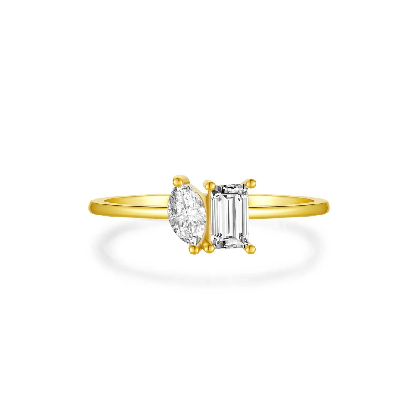 ANDYWEN New 925 Sterling Silver Square Marqulse Zircon Simple Definite Ring Women Silver Wedding Party Fine Jewelry
