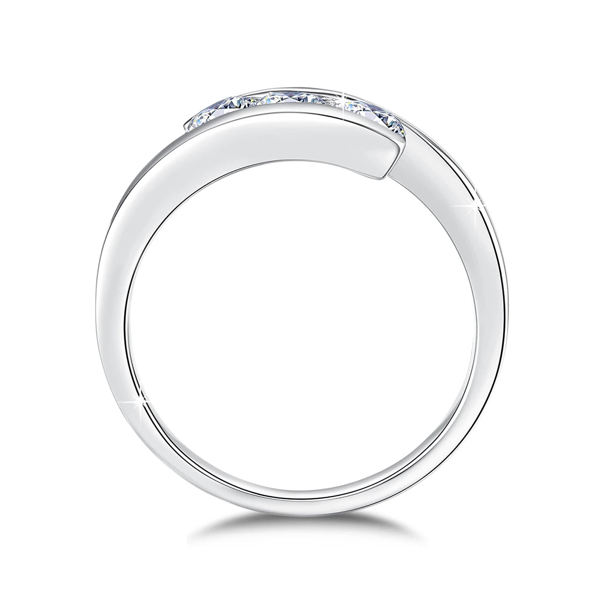 Kirin Palace 3 Stones Moissanite Ring For Women 18K 750 14K Gold D VVS Round Cut Solitaire Engagement Rings Female Fine Jewelery