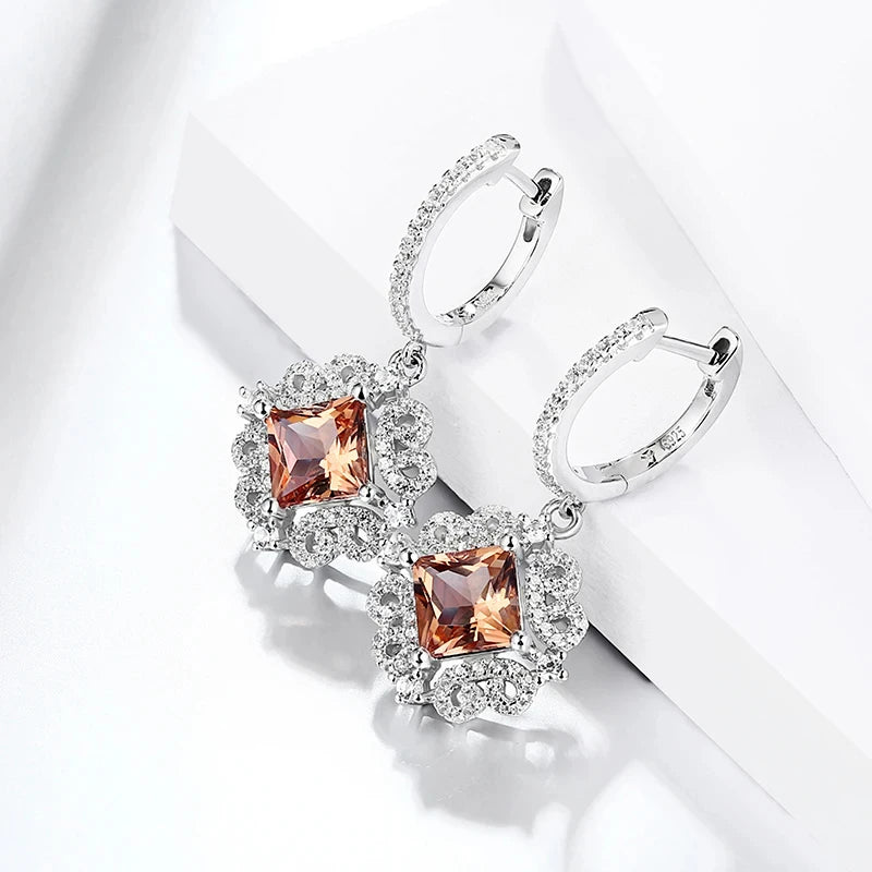 ATTAGEMS Zultanite Sterling Silver Drop Earrings for Women Fine Jewelry 2.6 Carats Created Diaspore 925 Earrings Mother's Gift