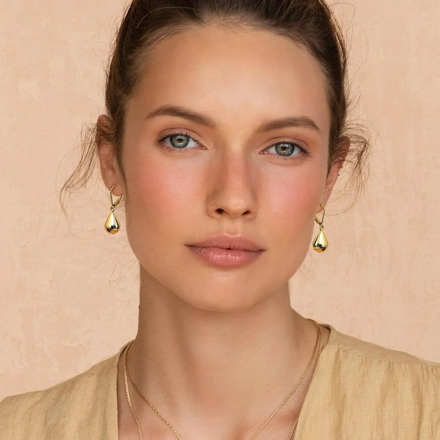 Orecchini Donna Argento 925 Orecchini a Goccia d'Acqua Brillante Orecchini Pendenti Placcati in Oro