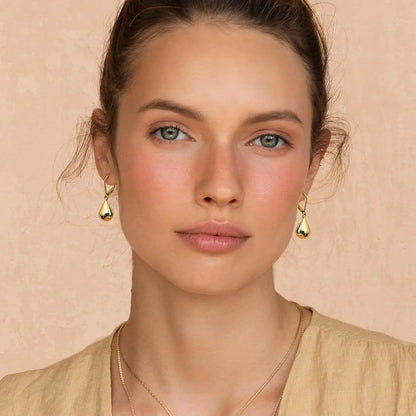Orecchini Donna Argento 925 Orecchini a Goccia d'Acqua Brillante Orecchini Pendenti Placcati in Oro