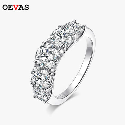 OEVAS 100% 925 Sterling Silver 3.6 Carat Full Moissanite Rings For Women 18K White Gold Color Engagement Wedding Fine Jewelry