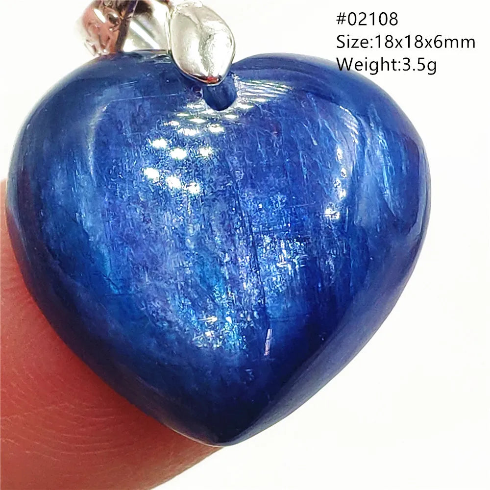 Natural Blue Kyanite Heart Love Pendant Jewelry Women Men Kyanite Necklace Cat Eye Beads Best Gift Fashion AAAAA