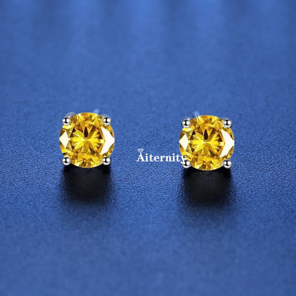 GRA Moissanite VVS1 Earrings Women 925 Sterling Silver Moissanita And Zircon Ear Studs Pink Yellow Red Orange Pass Diamond Test