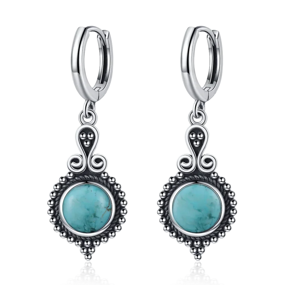 925 Sterling Silver Natural Kyanite Drop Earrings for Women Wedding Gifts Jewelry Vintage Hoop Earrings