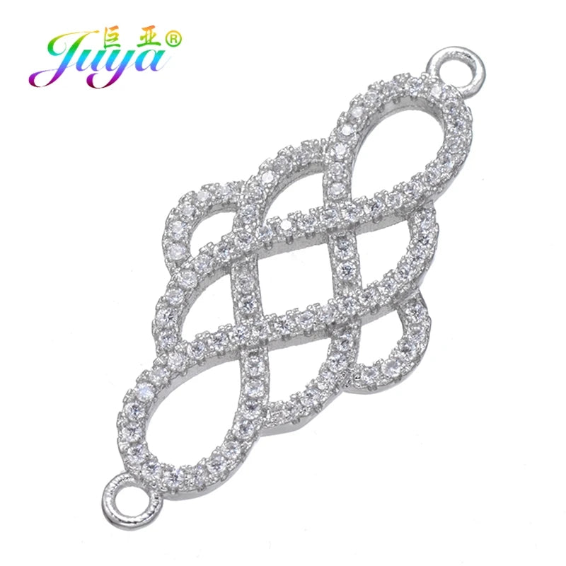 Juya Handmade 18K Gold Plated Cz Paved Decorative Copper Dragon Charms Connectors Accessories For DIY Talisman Jewelry Making