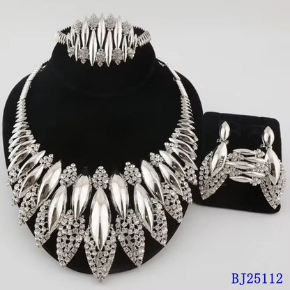 Wedding Jewelry Set Africal  Zircon Bracelet necklace Earring Ring 18K Gold Plated Jewelery set