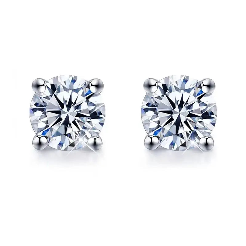 Real 0.1-2CT Test Passed Moissanite Diamond Studs Earrings for Women S925 Silver Platinum Plated Bride Wedding GRA Fine Jewelry