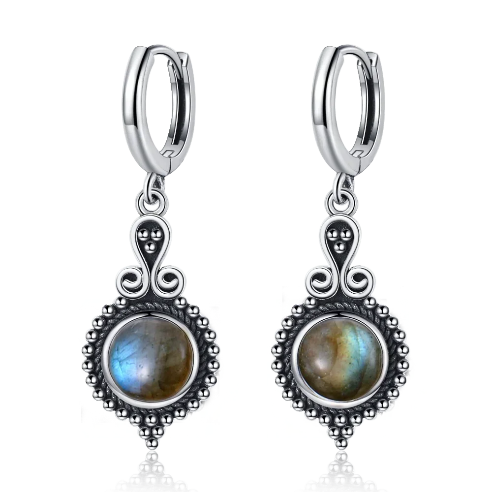 925 Sterling Silver Natural Kyanite Drop Earrings for Women Wedding Gifts Jewelry Vintage Hoop Earrings