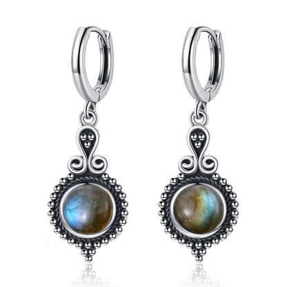 925 Sterling Silver Natural Kyanite Drop Earrings for Women Wedding Gifts Jewelry Vintage Hoop Earrings