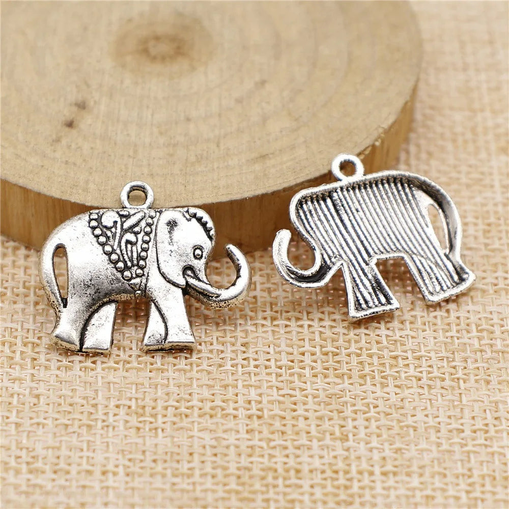 10pcs 25x21mm 2 Colors Antique Silver Color Antique Bronze Color Elephant Charms Handmade Jewelry Making Accessories