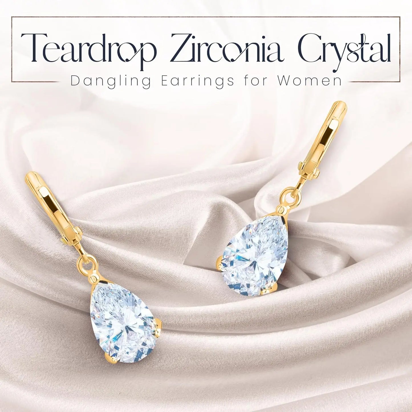 Teardrop Dangle Earrings for Women, 18ct Gold Plated Jewelry for Women and Girls in Jewelry Box