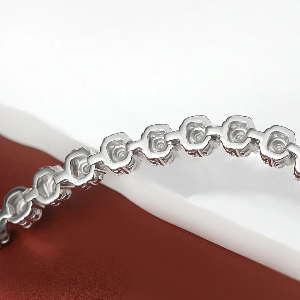 Full Moissanite Diamond Tennis Bracelet With  Certificate Flower Shape Bracelets For Women 925 Sterling Silver Fine Jewelry