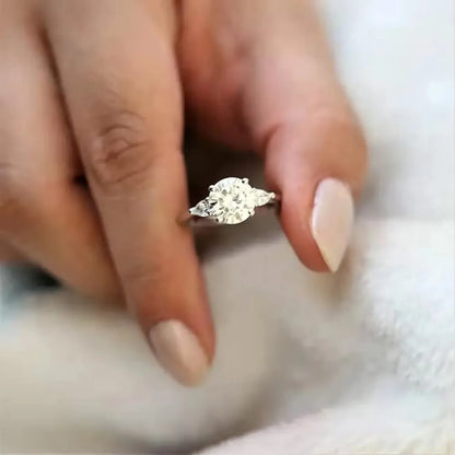 Trumium 925 silver ring Engagement Rings for Women Classic Round Cut  Promise Rings for Her Best Gift Wedding bands Jewelry