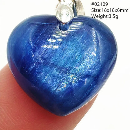 Natural Blue Kyanite Heart Love Pendant Jewelry Women Men Kyanite Necklace Cat Eye Beads Best Gift Fashion AAAAA