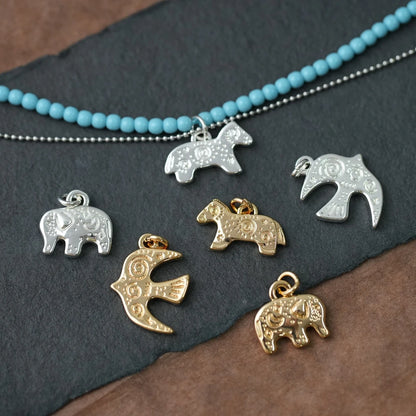 6PCS Gold Plated Brass Retro Ethnic Pattern Totem Animal Pendant Jewelry DIY Handmade Material Accessories Making Supplies