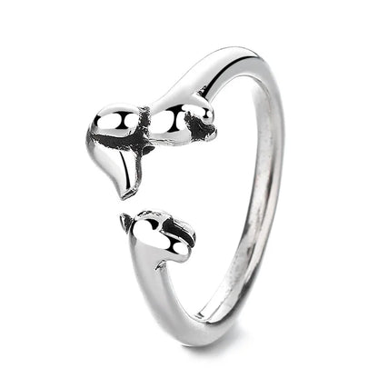 925 Sterling Silver Vintage Ring Cute Dog for Women Beautiful Ring Fashion Wedding Engagement Jewelry Party Women Gifts
