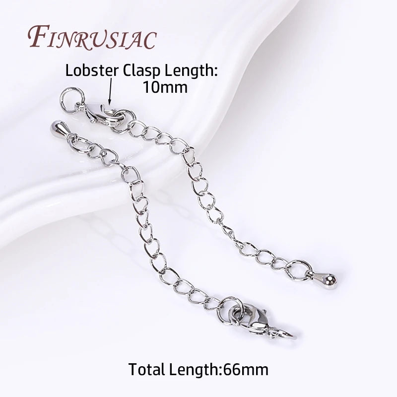 Rhodium/ 18K Real Gold Plated Brass 66mm Extension Tail Chain DIY Jewelry Making Findings 10/12mm Lobster Clasps Extension Chain