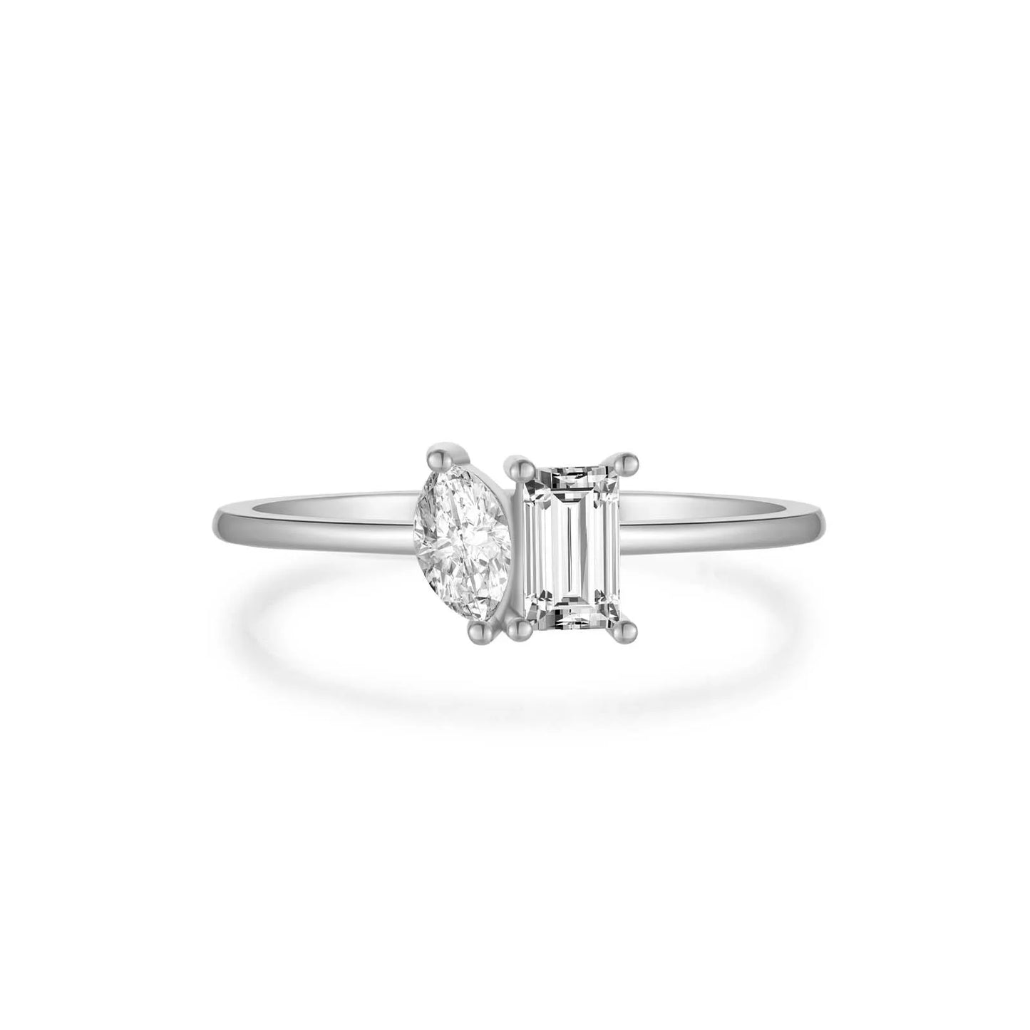 ANDYWEN New 925 Sterling Silver Square Marqulse Zircon Simple Definite Ring Women Silver Wedding Party Fine Jewelry