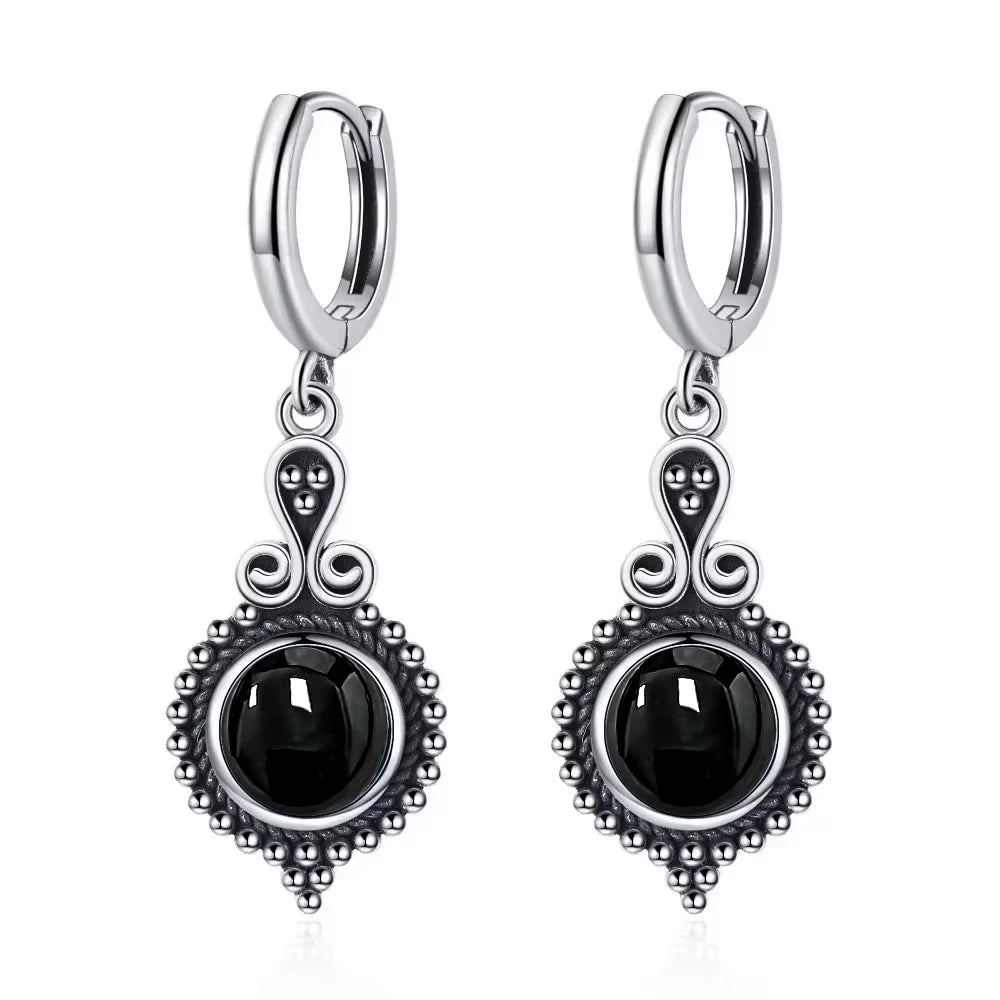 925 Sterling Silver Natural Kyanite Drop Earrings for Women Wedding Gifts Jewelry Vintage Hoop Earrings