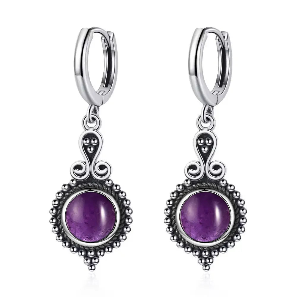 925 Sterling Silver Natural Kyanite Drop Earrings for Women Wedding Gifts Jewelry Vintage Hoop Earrings