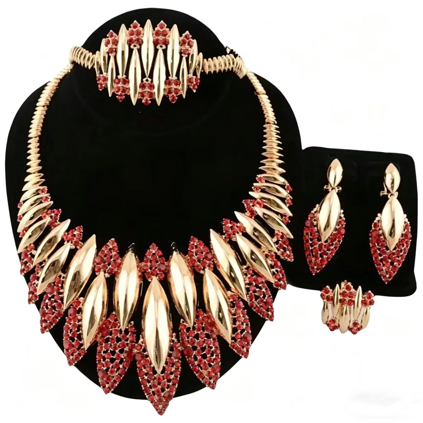Wedding Jewelry Set Africal  Zircon Bracelet necklace Earring Ring 18K Gold Plated Jewelery set