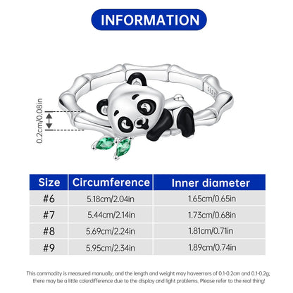 PANPOKI S925 Sterling Silver Panda Animal Closed Ring For Women Finger Ring Personality Jewelry Party Trendy Gifts