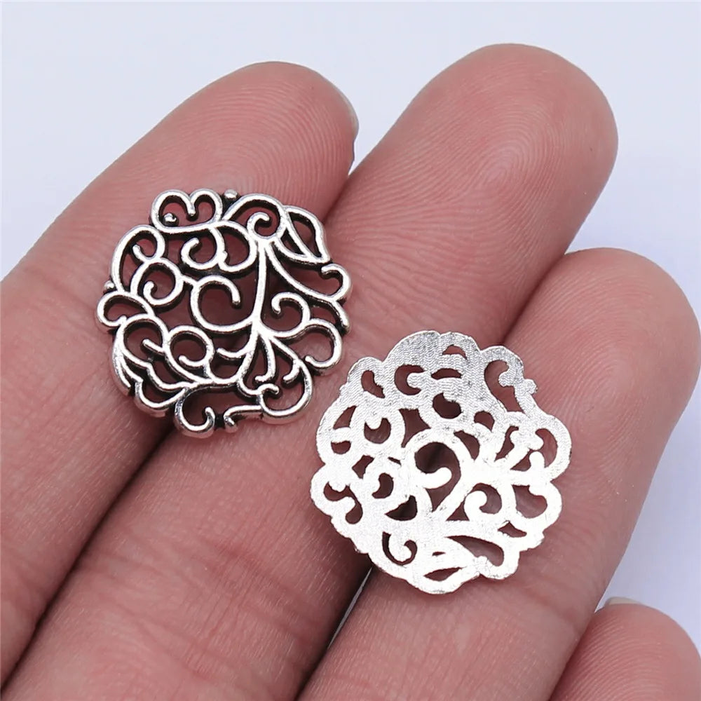 10pcs 18x18mm 2 Colors Antique Silver Color Antique Bronze Color Flowers Charms Handmade Jewelry Making Accessories