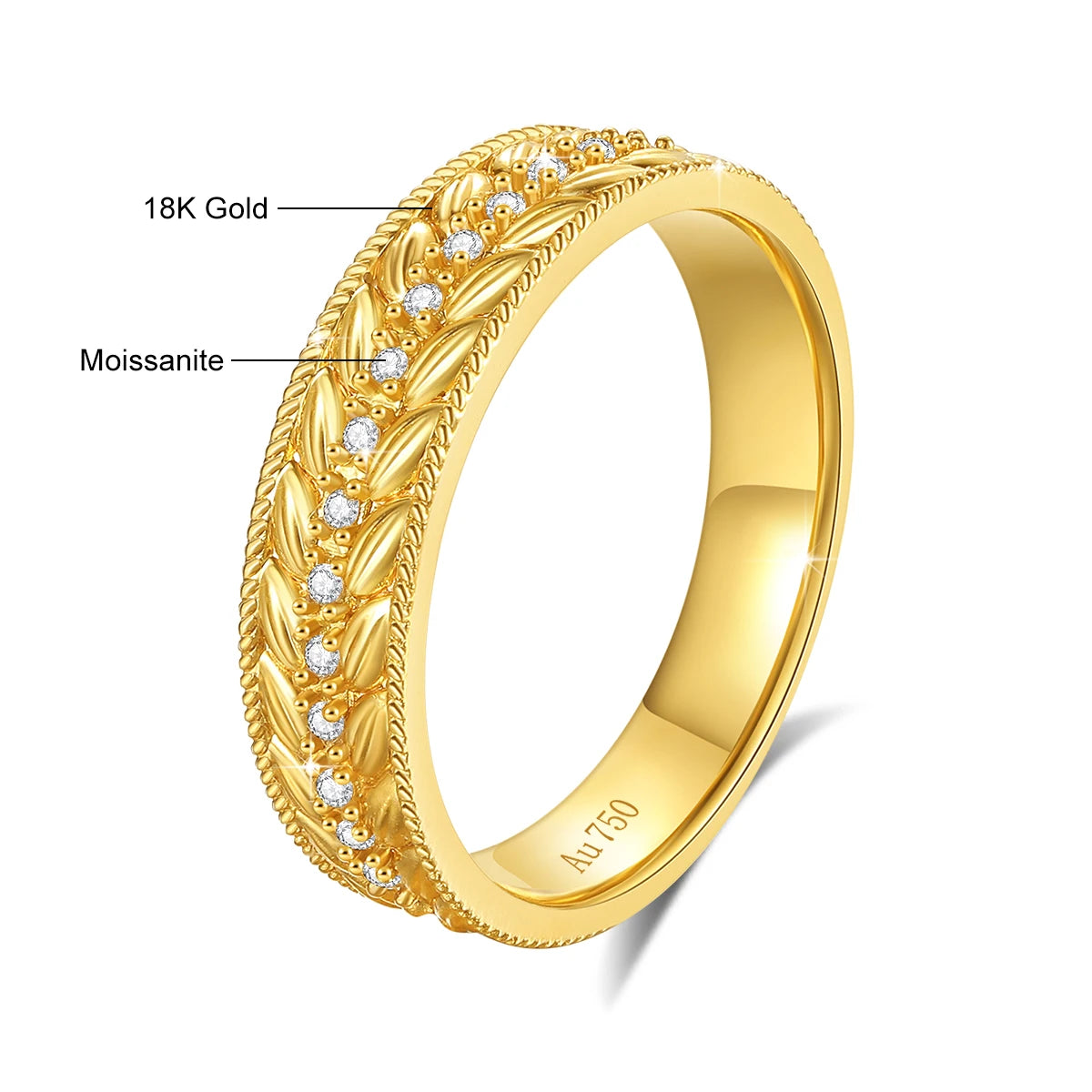 Genuine 100% 18K Gold Ring AU750 Moissanite Diamond Ring for Man Women Wedding Anniversary Engagement Gift High Jewelry